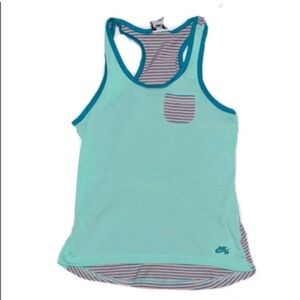 Nike SB girls large tank, colorful stripes, teal, razor back, great condition